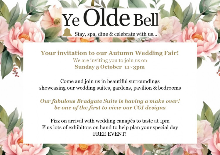 Ye Olde Bell Hotel & Spa Autumn Wedding Show case - 5th October 2025