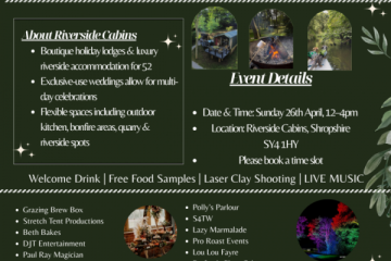 Riverside Cabins Wedding Fayre Shropshire  - 26th April 2026