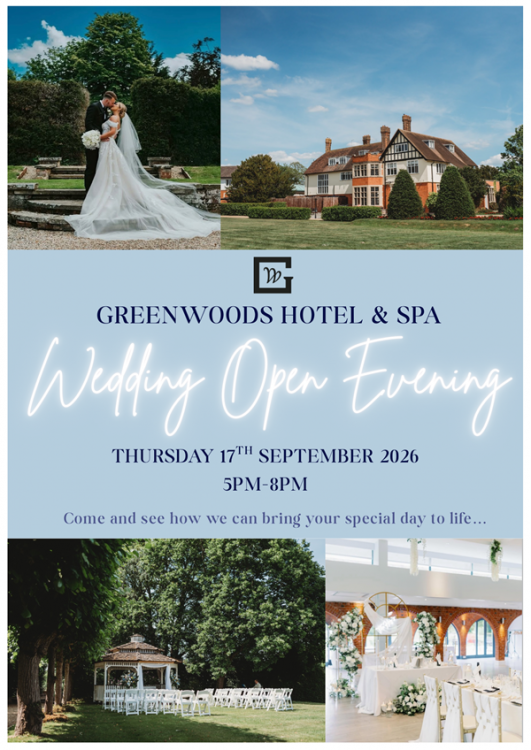 Greenwoods Hotel & Spa Wedding Open Evening - 17th September 2026