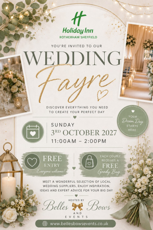 Holiday Inn Rotherham-Sheffield Wedding Fayre  - 3rd October 2027