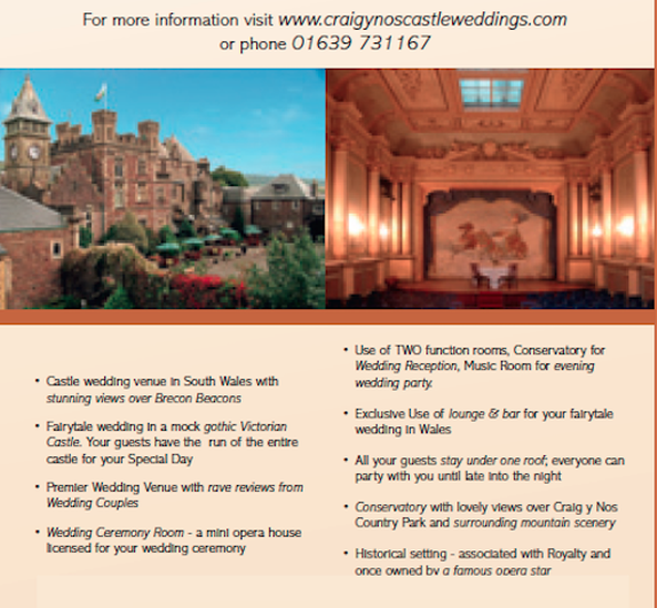 Craig Y Nos Castle Wedding Fair & Brides Day - 20th March 2016